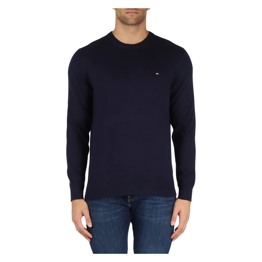Tommy Hilfiger Katoenen en Cashmere Crewneck Sweater Blue Heren