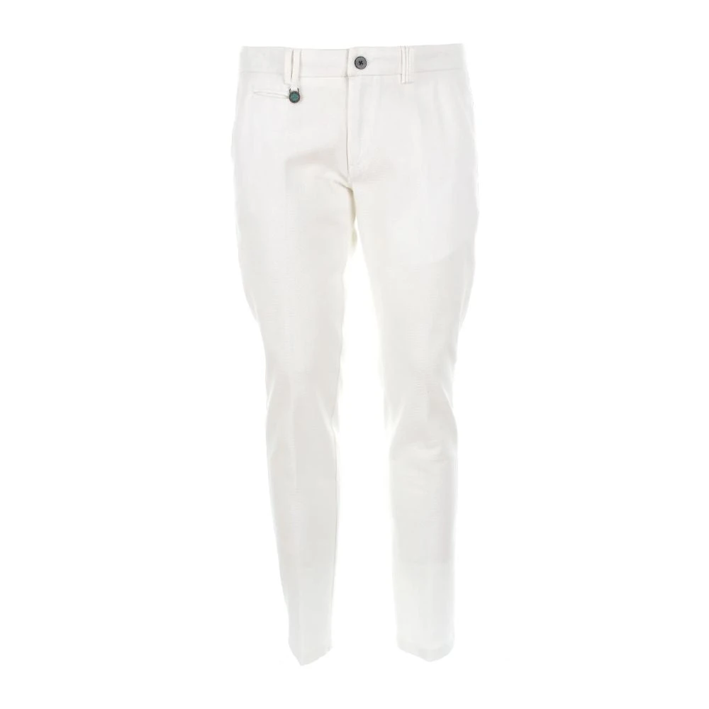 YES ZEE Witte Katoenen Honingraat Chino Broek White Heren