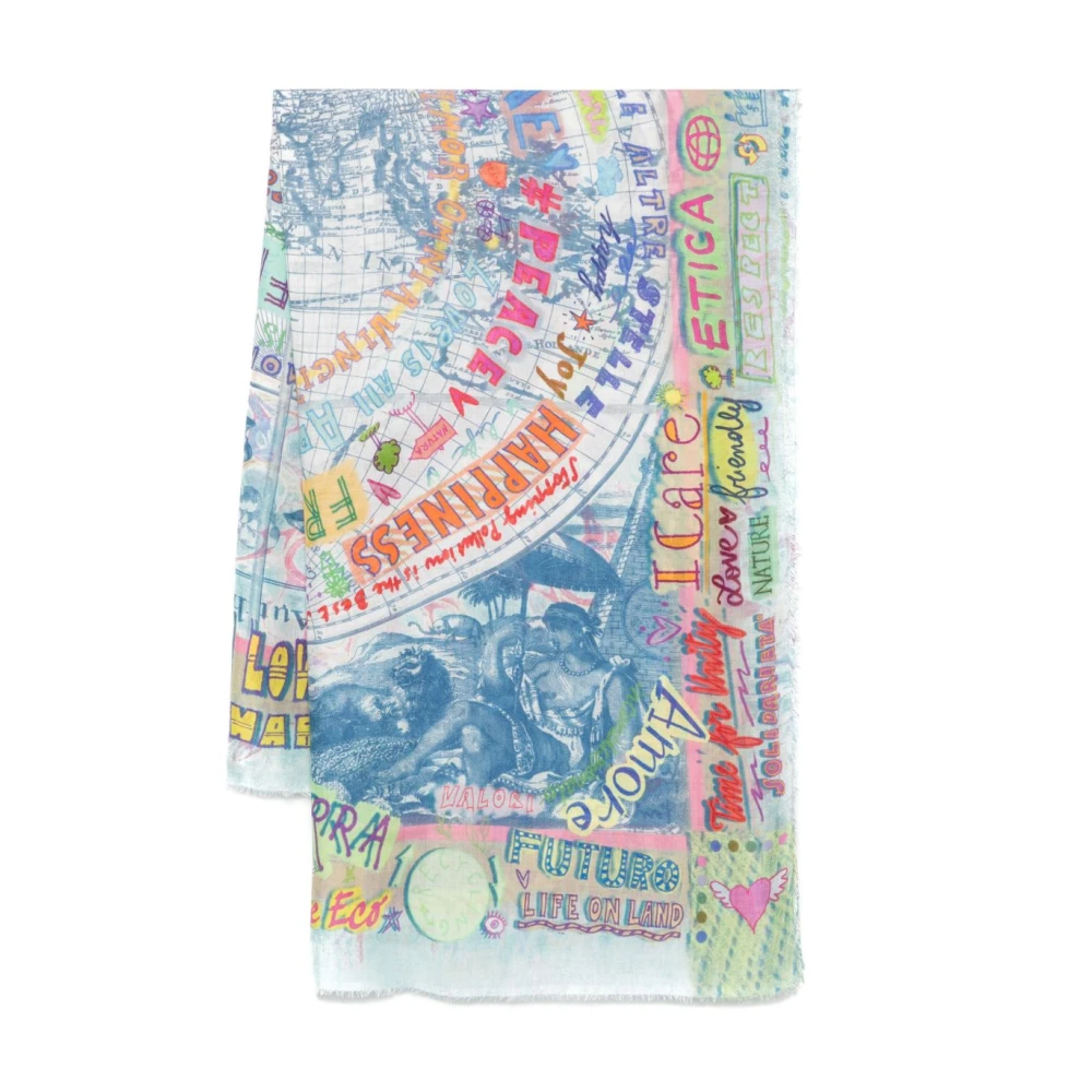 Faliero Sarti Multikleur Sjaal Rafelrand Print Multicolor Dames