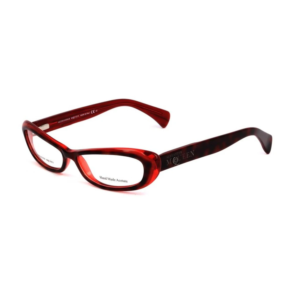 Alexander mcqueen Rood Acetaat Frame Eyewear met Havana Wijzerplaat Red Dames