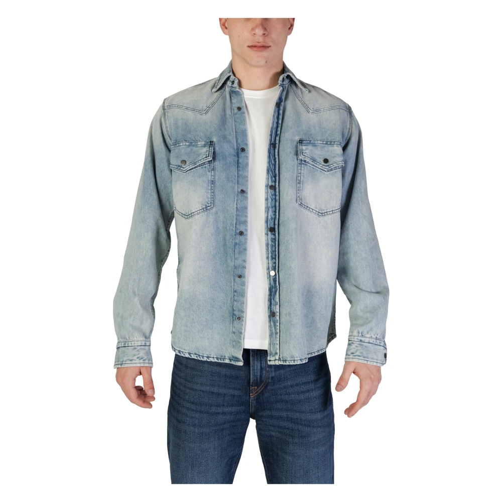 Hugo Boss Blauw Katoenen Overhemd Lange Mouw Blue Heren