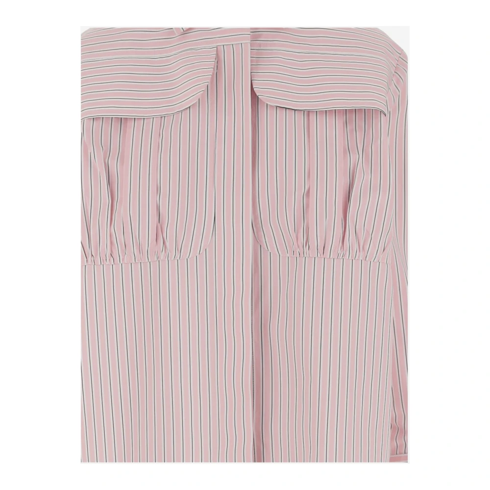 Patou Gestreepte katoenen overhemd met klepzakken Pink Dames