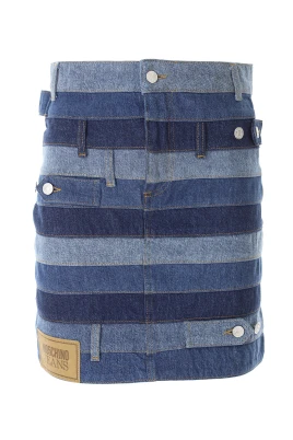 Multifärgad Patchwork Denim Minikjol