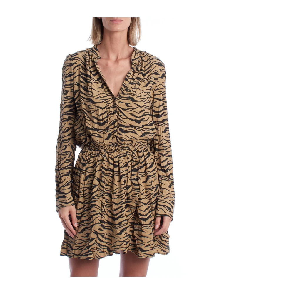 Zadig & Voltaire Women's Brown Short Dresses, Xs, Animal Print Short Dress