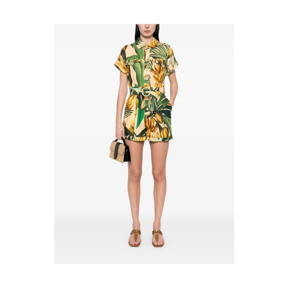 Farm Rio Gele Jumpsuit met Afneembare Riem Multicolor Dames