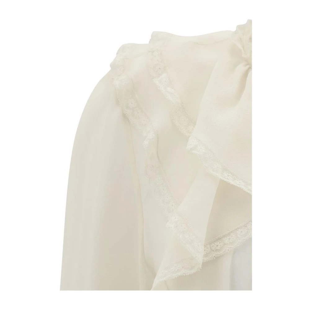Chloé Zijden Blouse met Gerimpelde Ruches Beige Dames
