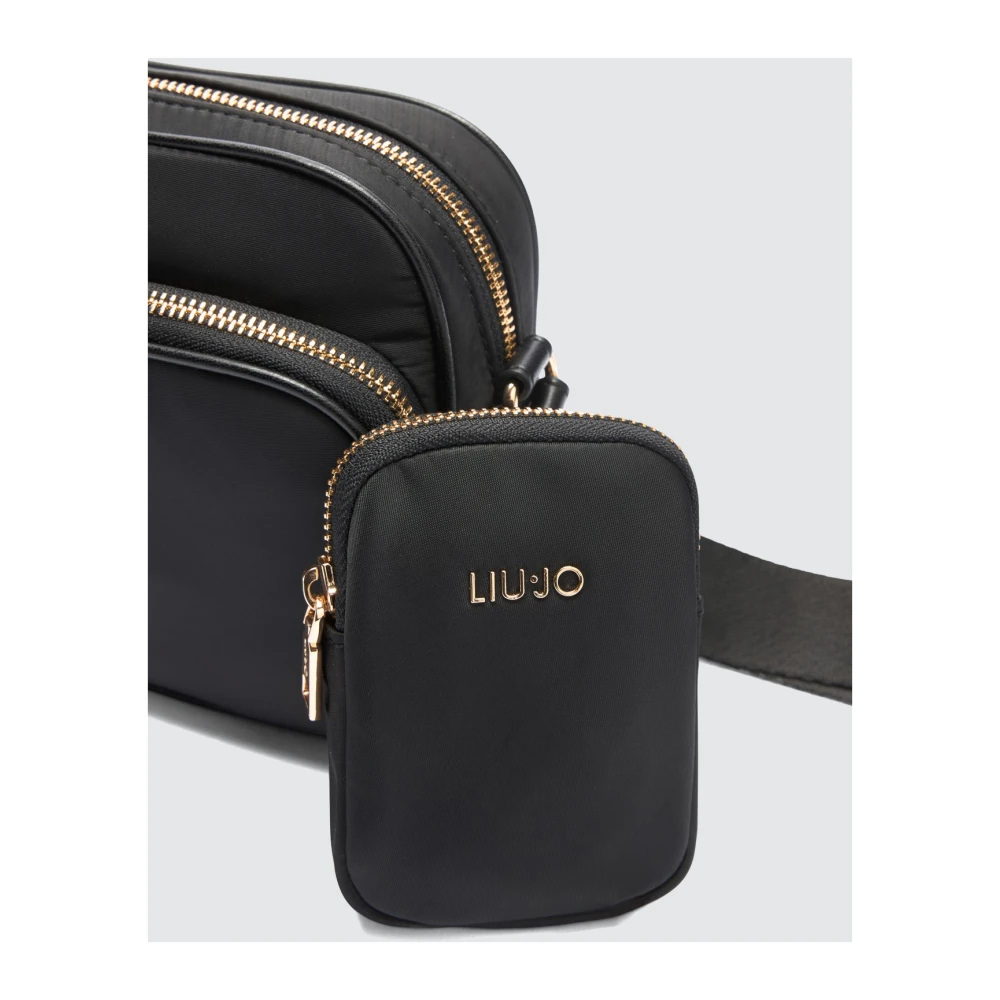Liu Jo Zwarte Nylon Schoudertas met Logo Black Dames