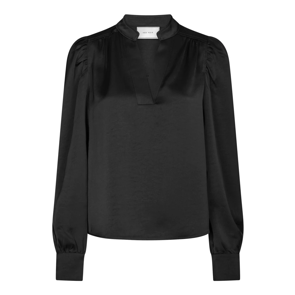 Neo Noir Black Blouses, Female, Xs, Rosslyn Heavy Sateen Blouse