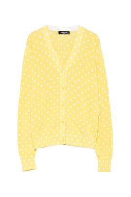 yellow-polka-dot-v-neck-cardigan