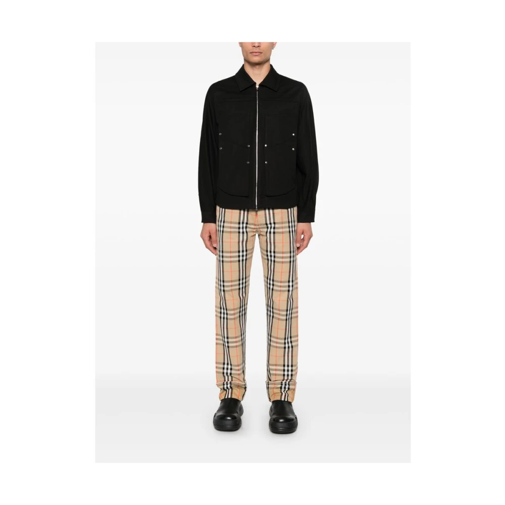 Burberry Ruitpatroon Katoenen Jeans Beige Heren