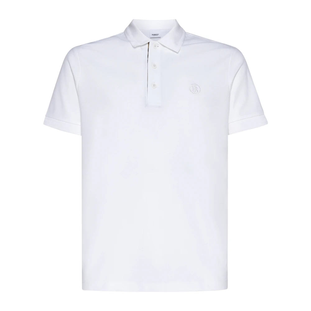 Burberry Witte Polo Shirt Geborduurd Logo White Heren