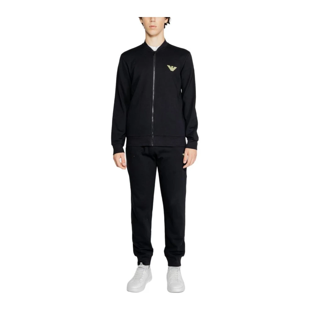 Emporio Armani Zwarte katoenen sweatsuit herfst wintercollectie Black Heren