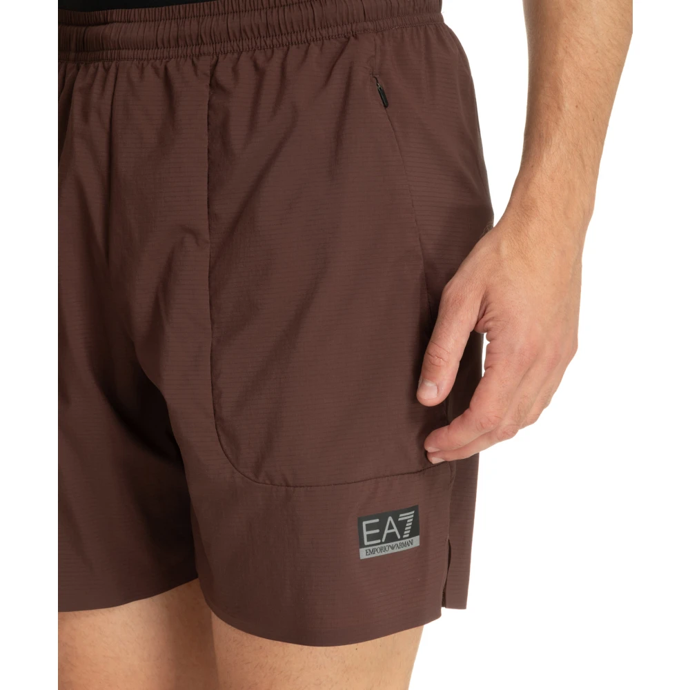 Emporio Armani EA7 Track Shorts met Trekkoord Taille Brown Heren