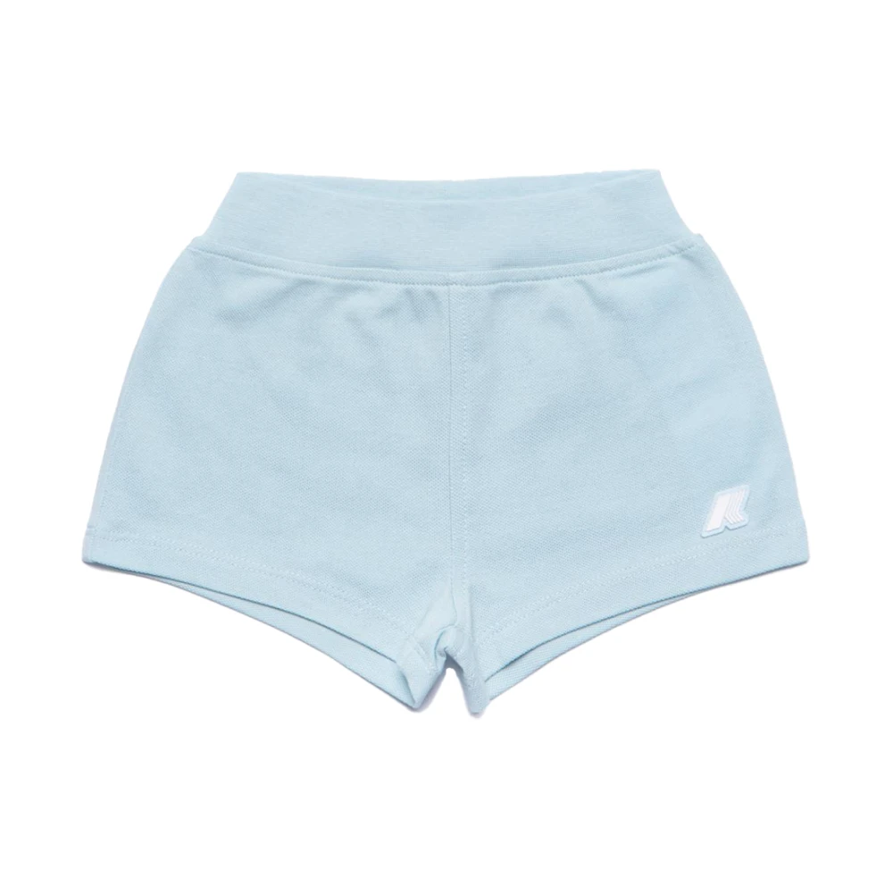 K-Way Uniseks Baby Blauw Shorts In Hazelnoot Piqué Stijl