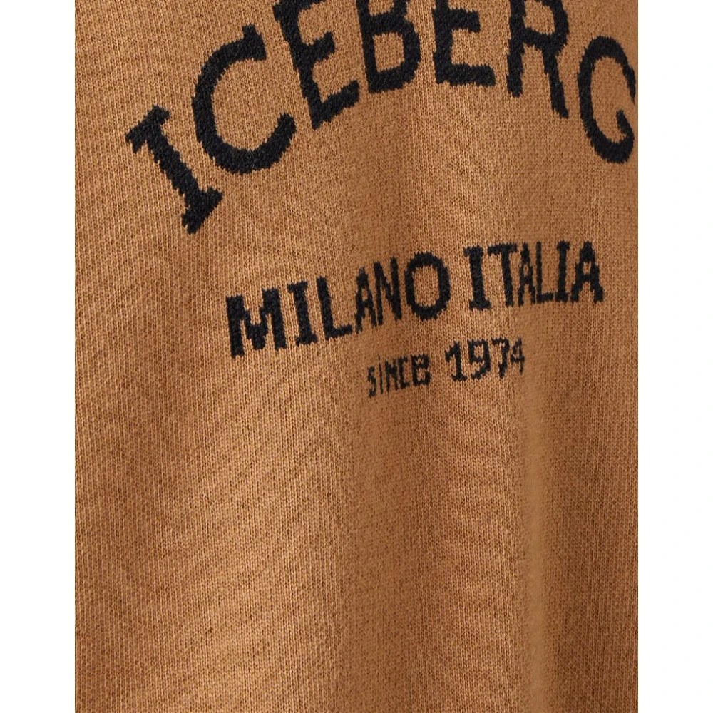 Iceberg Trui met ronde hals en logo Brown Heren