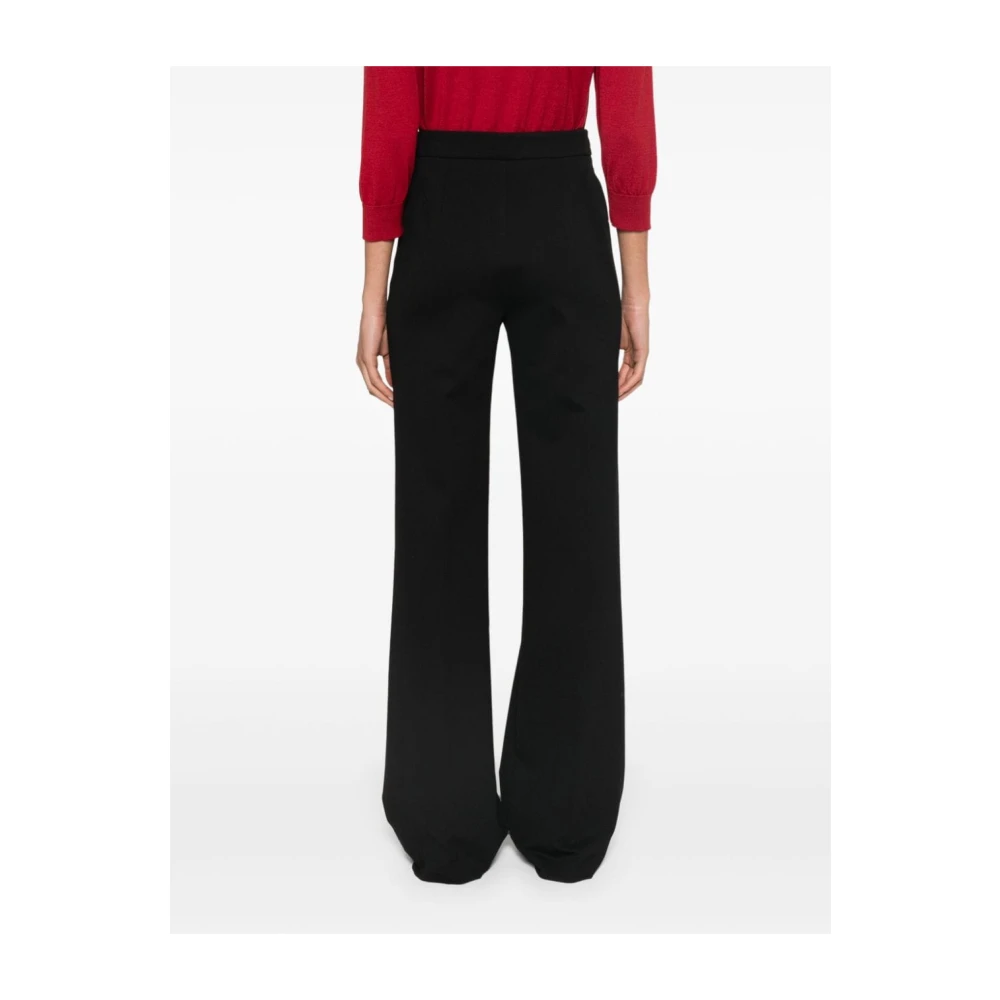Twinset Zwarte elastische broek met gouden logo Black Dames