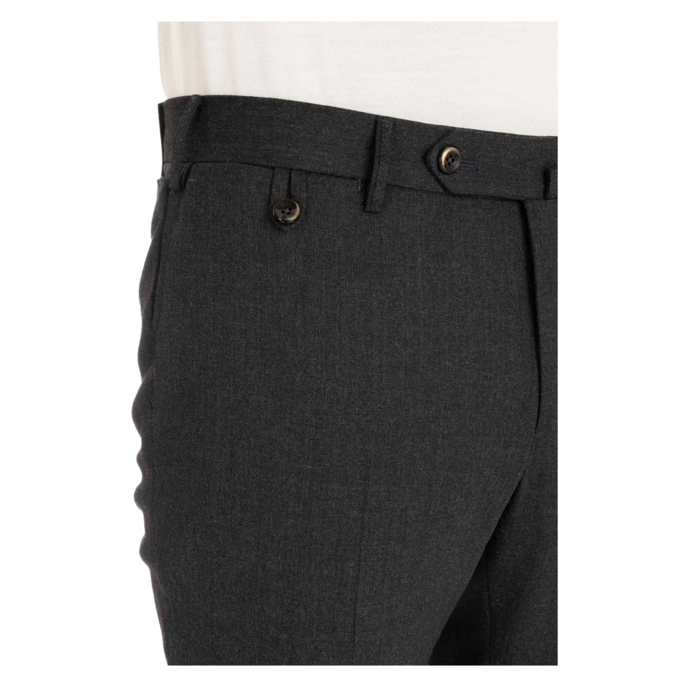 PT Torino Grijze Maatwerk Broek Rits Knoop Gray Heren