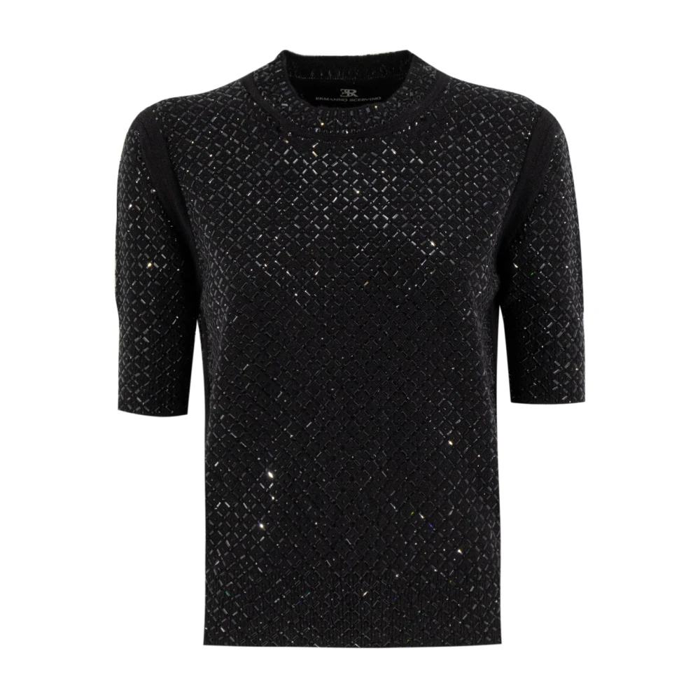Ermanno Scervino Korte Mouw Gebreide Trui Black Dames