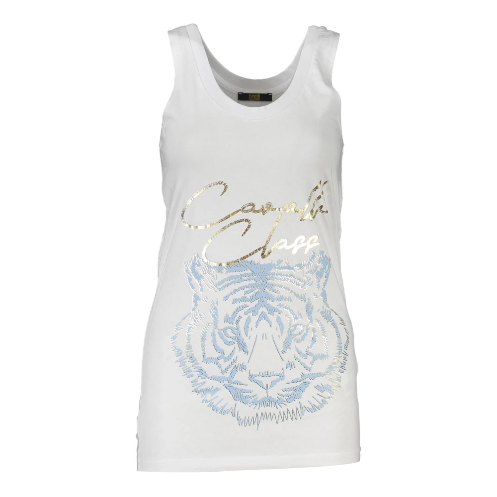 Cavalli Class Women's White Tiger Print Tank Top - Sleeveless Tops - M - Tops