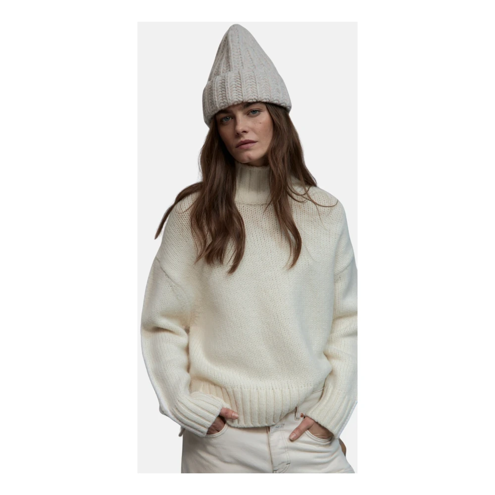 closed Geribbelde coltrui met manchetten Beige Dames