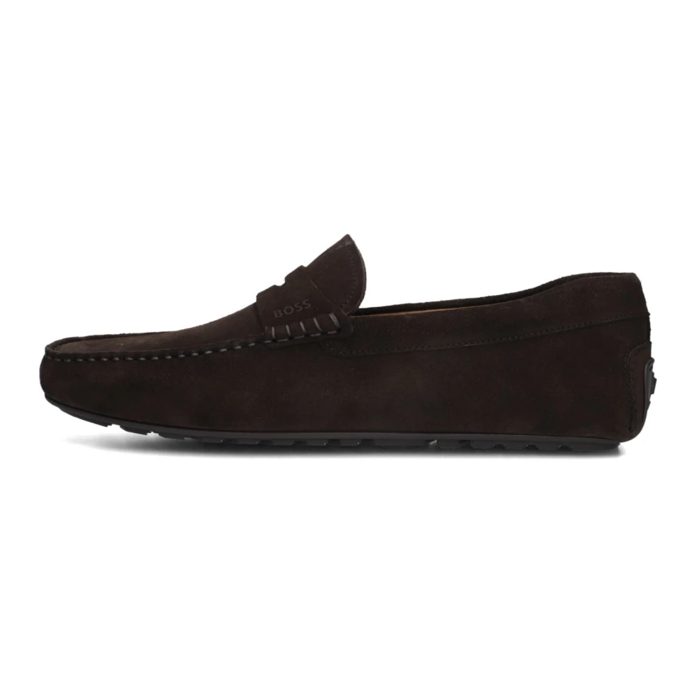 Hugo Men's Brown Loafers, 12 Uk, Suede Moccasins Noel