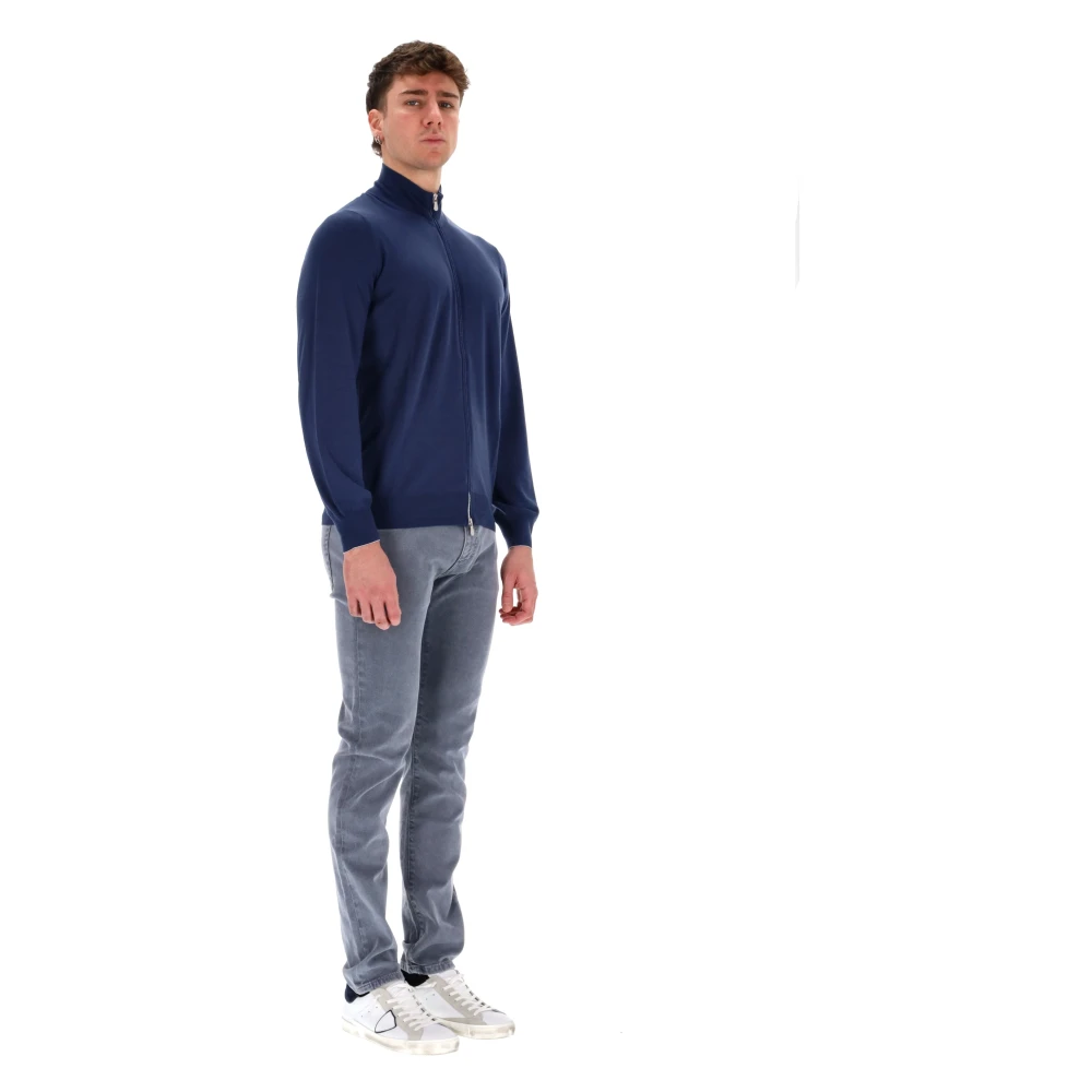 BRUNELLO CUCINELLI Luxe Wol-Kasjmier Volledige Rits Trui Blue Heren