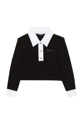 sweat-shirt-bicolore-balmain-paris-a-col-polo