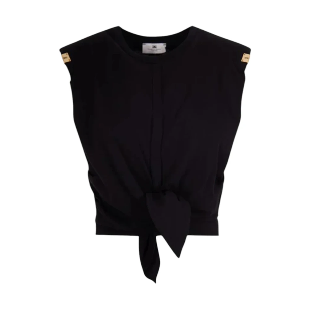 Elisabetta Franchi Women's Black T-Shirt In Jersey Con Nodo - Sleeveless Tops - Xs - Tops