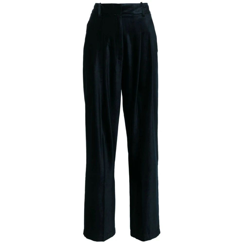 Forte Blauwe Fluwelen Broek met Dart Detailing Blue Dames