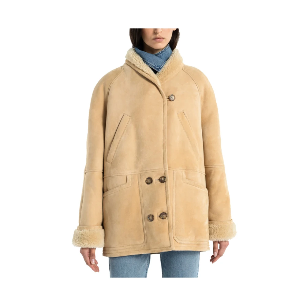 Margaux Lonnberg Beige Shearling Coat Elea Brown Dames