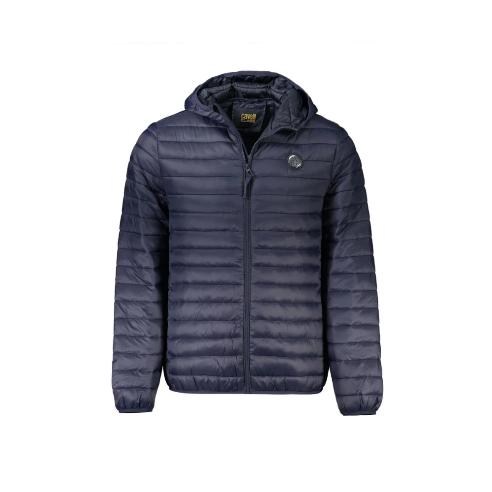 Cavalli Class Men's Blue Lightly Padded Hooded Jacket