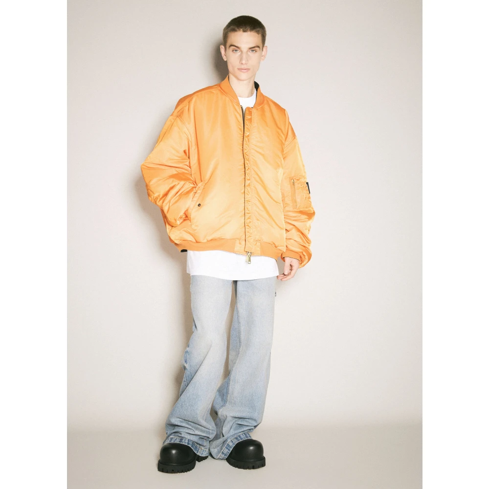 Vetements Omkeerbare capuchonbomberjas met ribboorden Black Heren