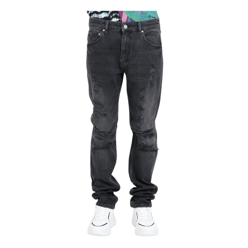 Just Cavalli Zwarte Slim Fit Gescheurde Jeans Black Heren