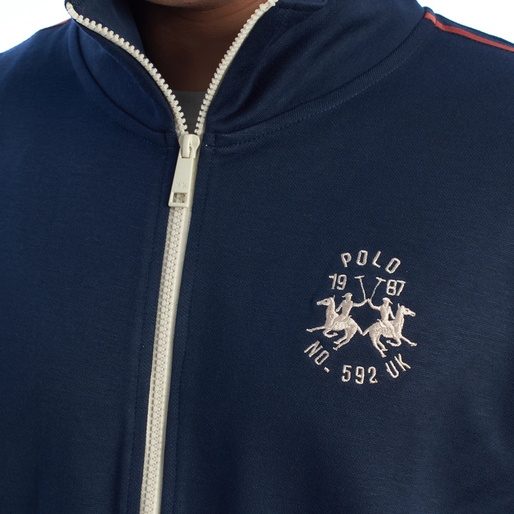 LA MARTINA Sweater met rits en hoge kraag Blue Heren