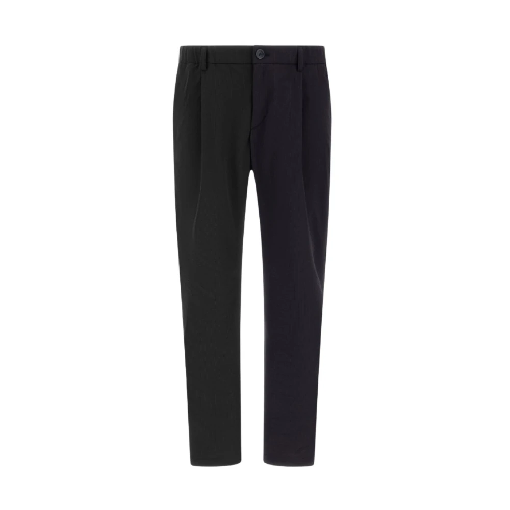 Herno Mannelijk Blauw E Seersucker Broek Met Elastische Tailleband