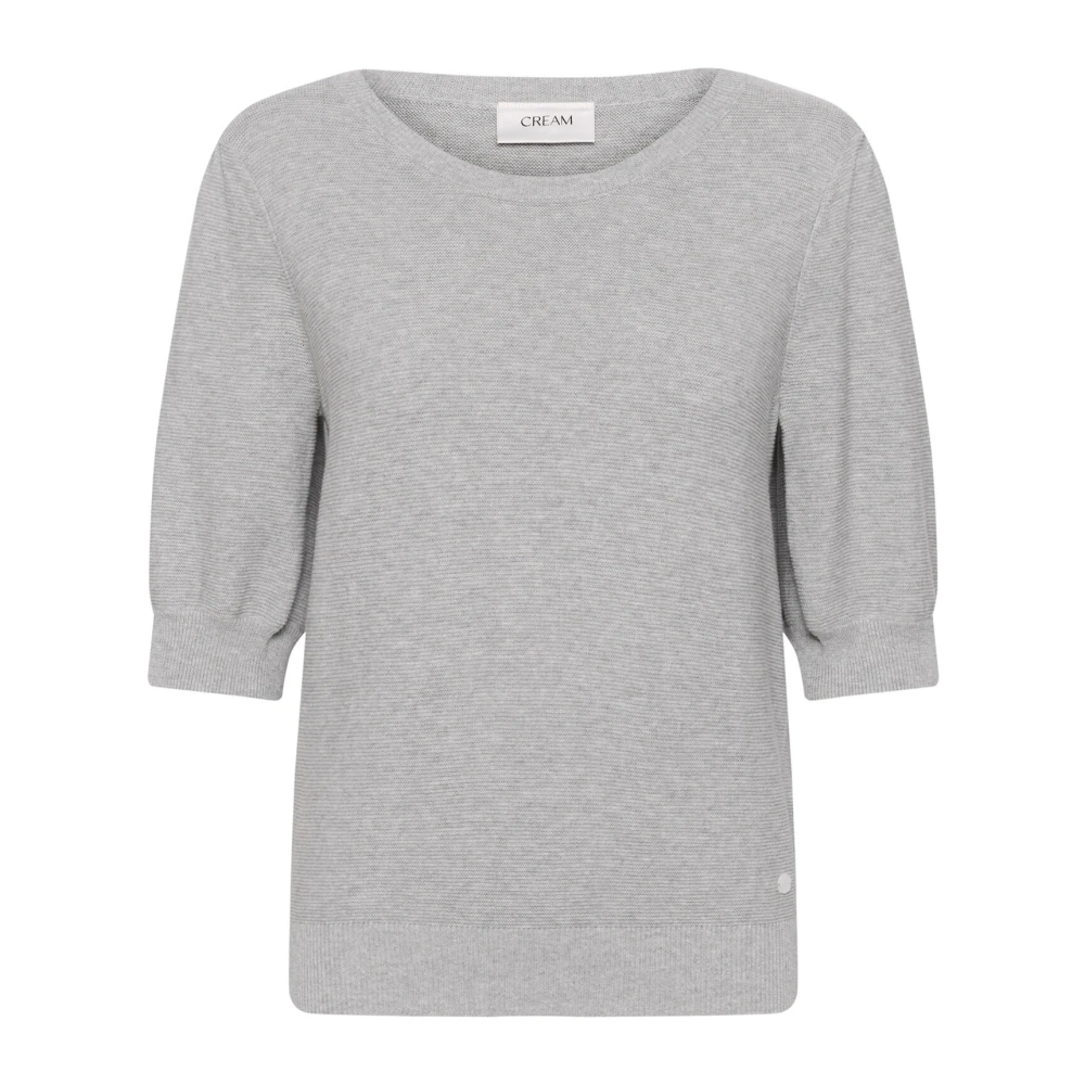 Cream Grå Melange Stickad Pullover Tröja Gray, Dam