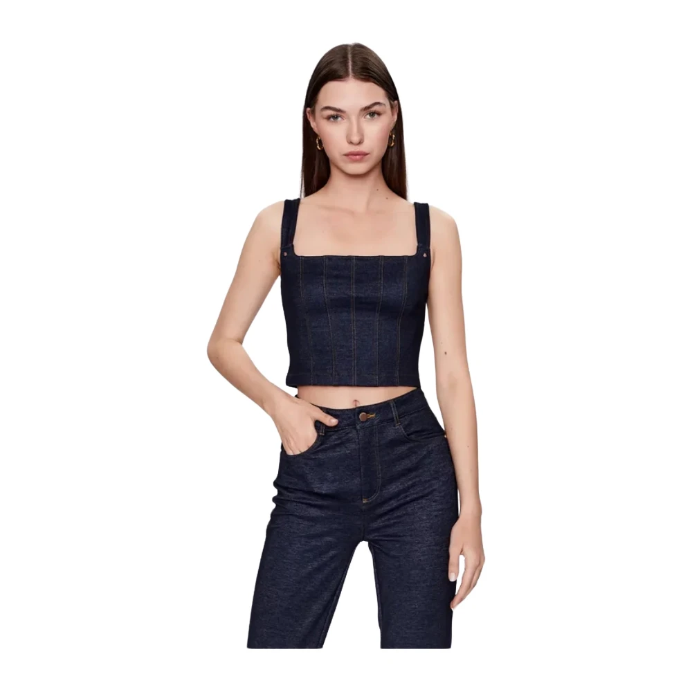 Guess Denim Korset Top Blauw Blue Dames
