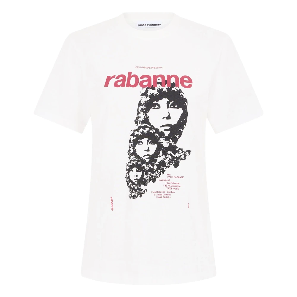Paco Rabanne Gewone T-shirt Reguliere Zwarte T-shirt White Black Dames