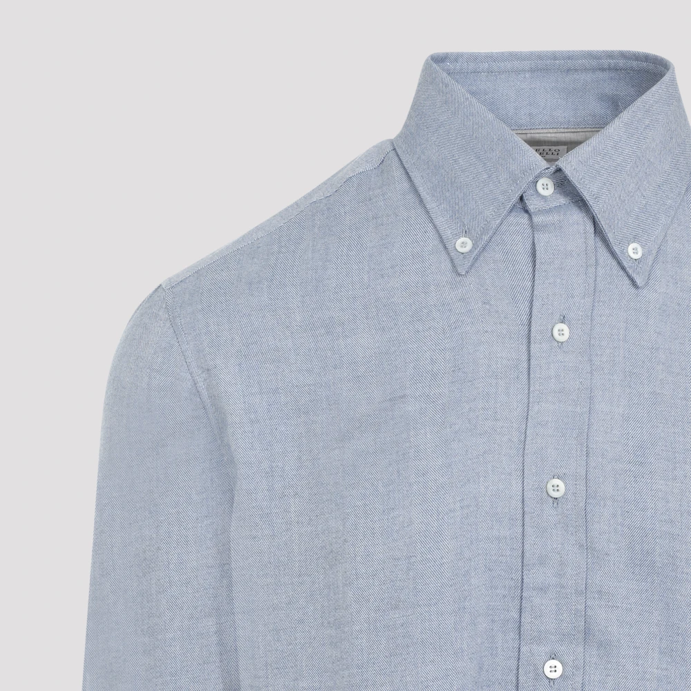 BRUNELLO CUCINELLI Blauwe Shirts voor Mannen Aw24 Blue Heren