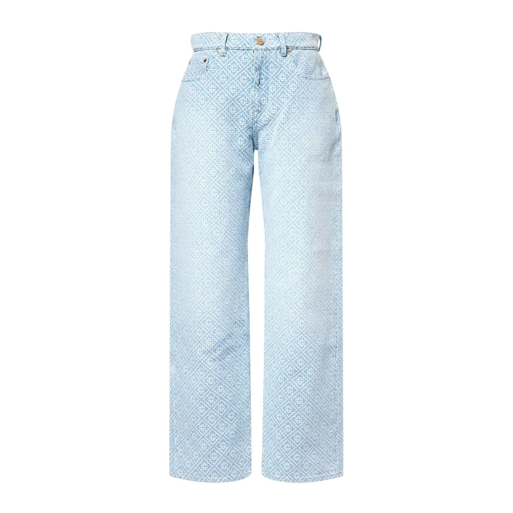 Casablanca Women's Blue Monogram Denim Jeans - Straight Fit Jeans - W28 - Jeans