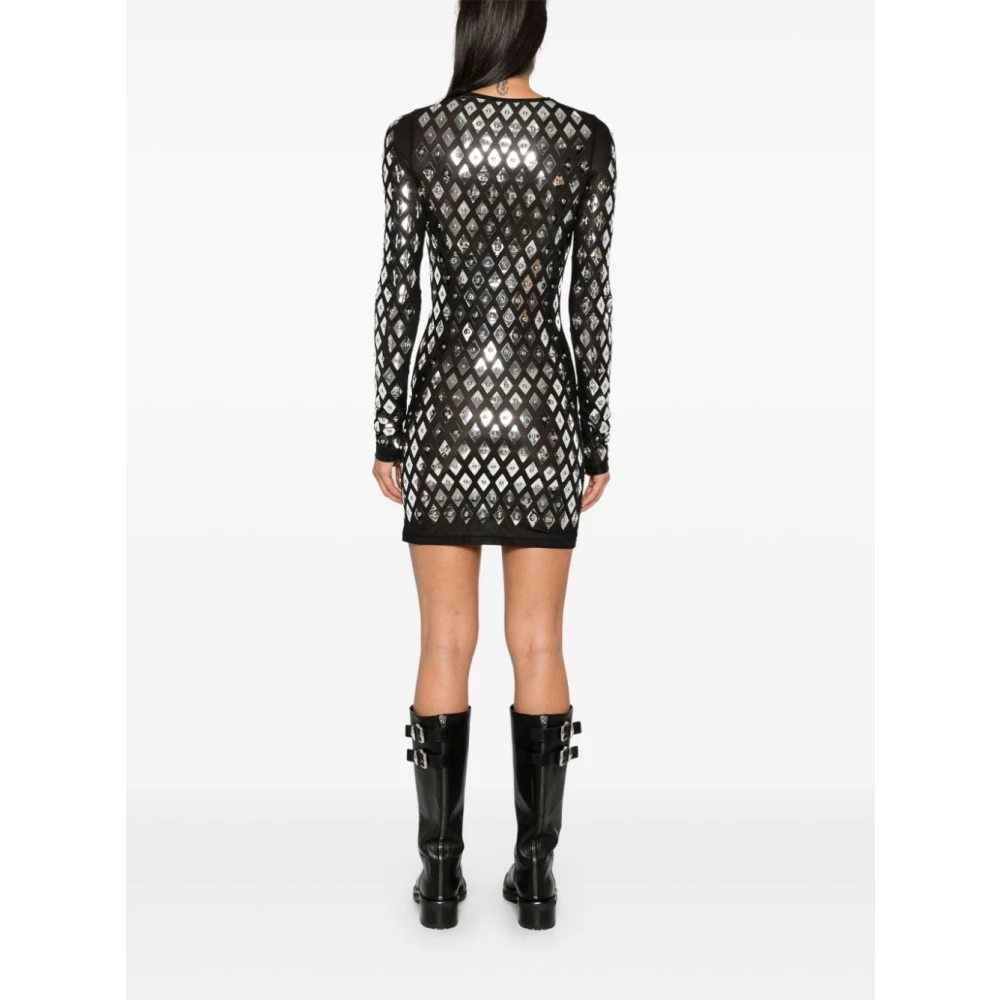 Paco Rabanne Zwarte Feestjurk met Metalen Details Black Dames