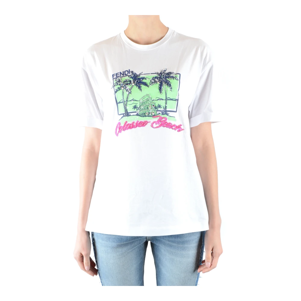 Fendi Women's White Short-Sleeved T-Shirt