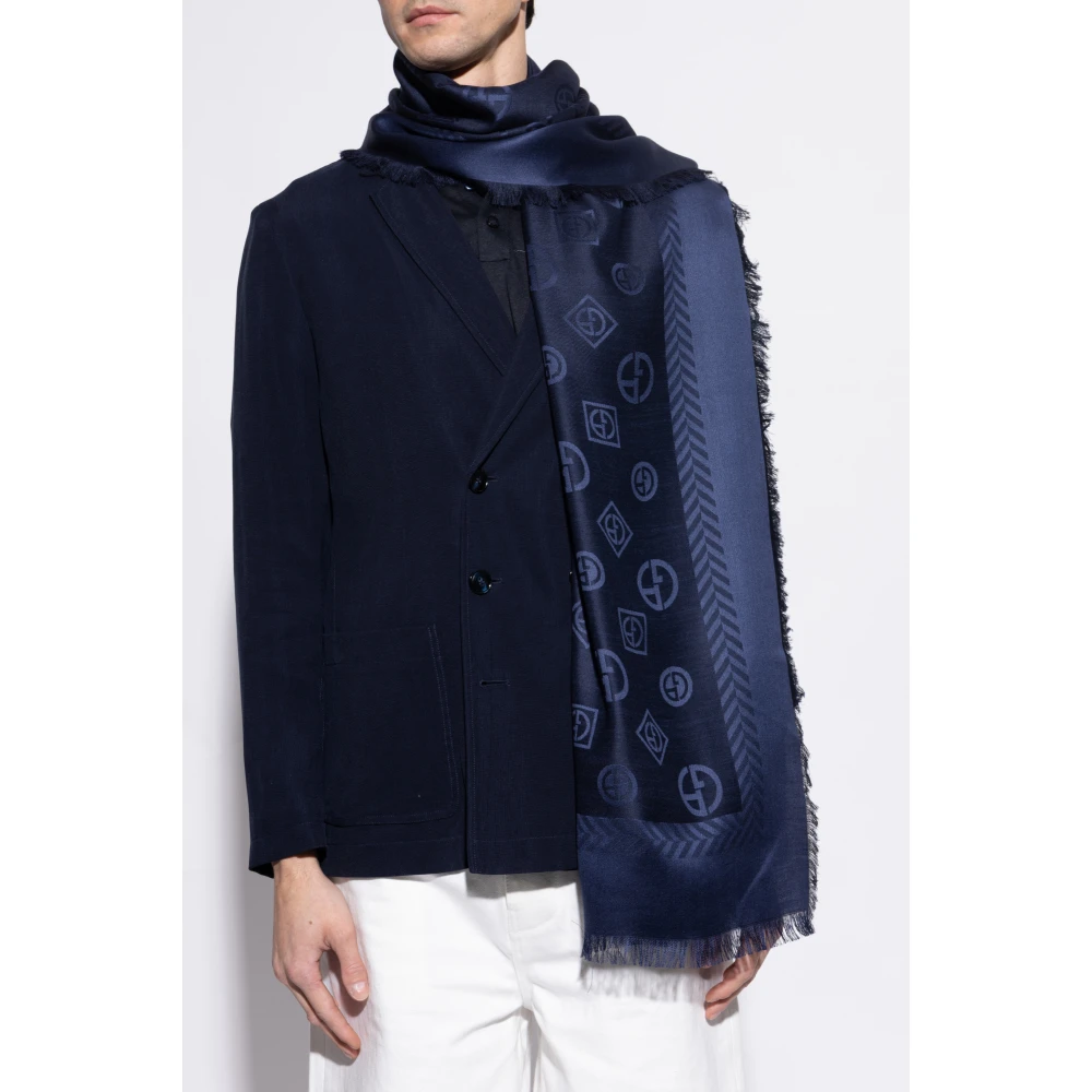 Giorgio Armani Sjaal met monogram Blue Heren
