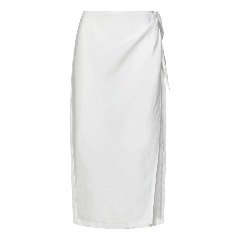 Ralph Lauren Nevis Linen Wrap Midi Skirt White Dames