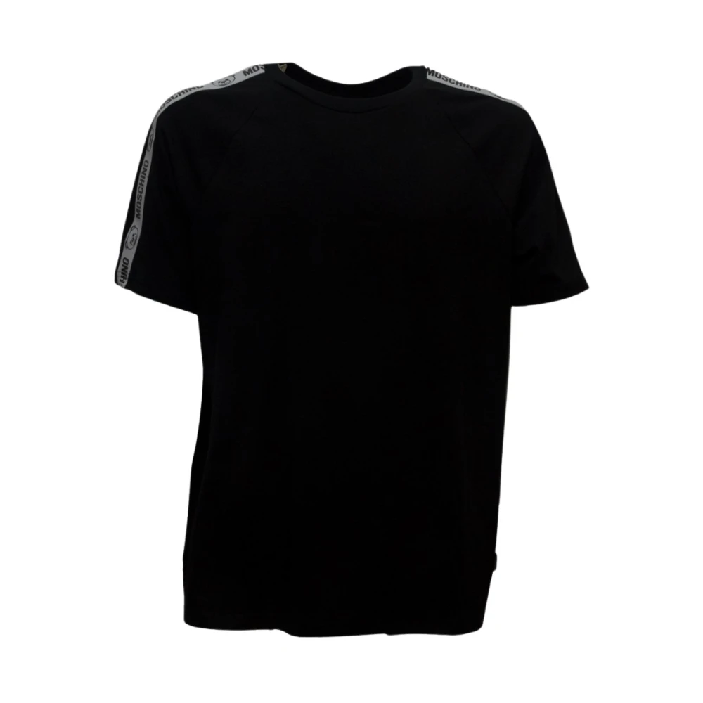 Moschino Zwarte Katoenen T-shirt met Elastische Banden Black Heren