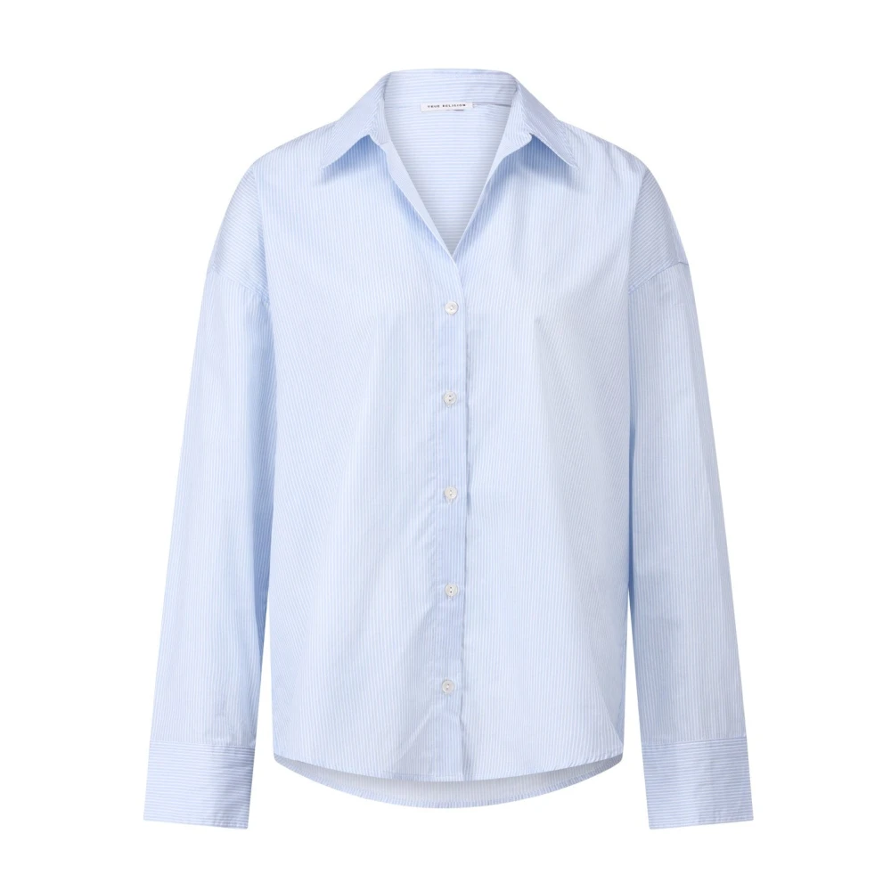 True Religion Gestreepte Oversized Blouse Blue Dames