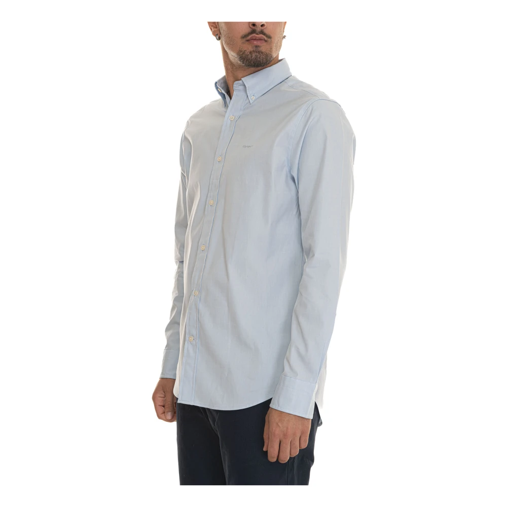 Gant Katoenen Knoop-Logo Shirt Blue Heren
