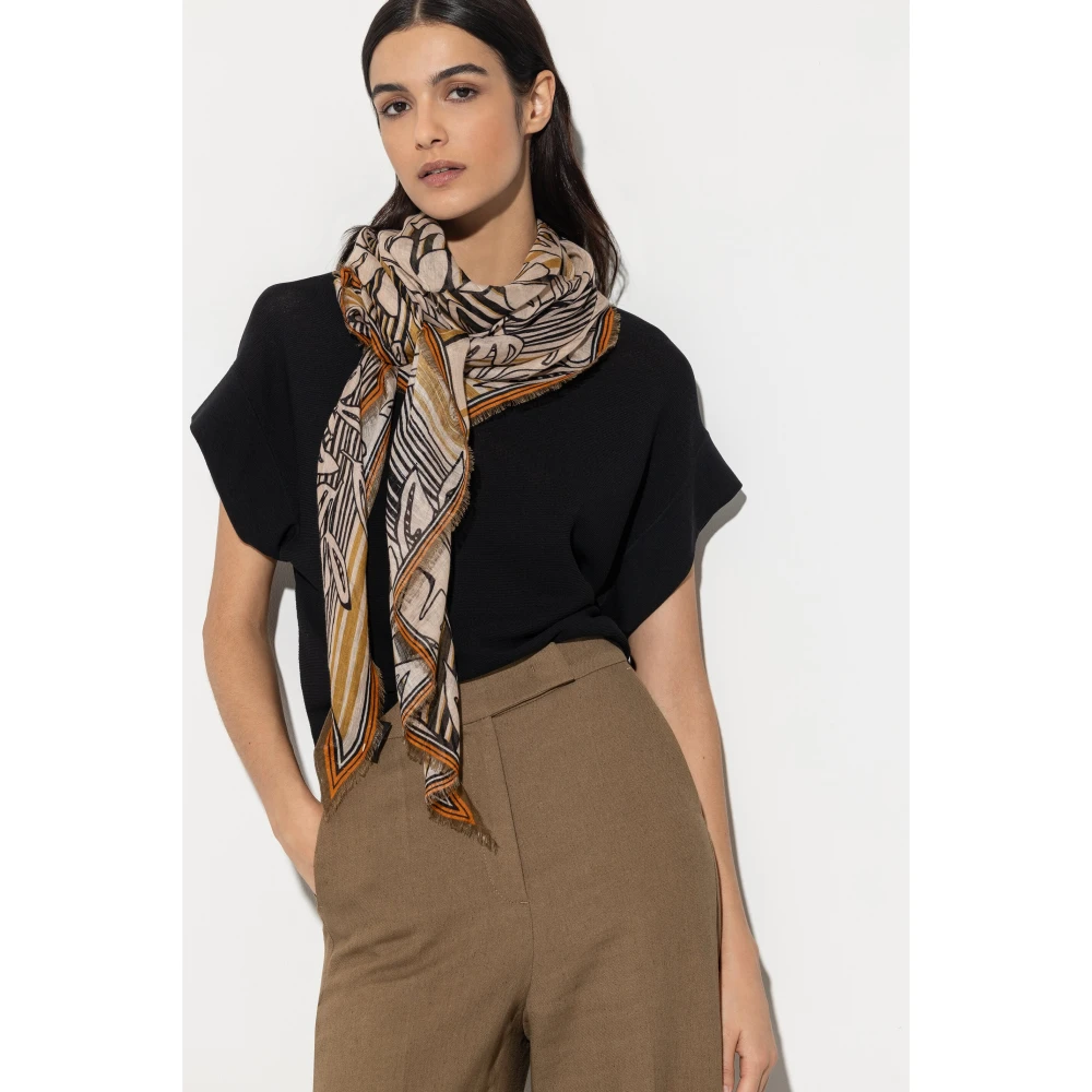 LUISA CERANO Gestreepte Zijden Sjaal Multicolor Dames