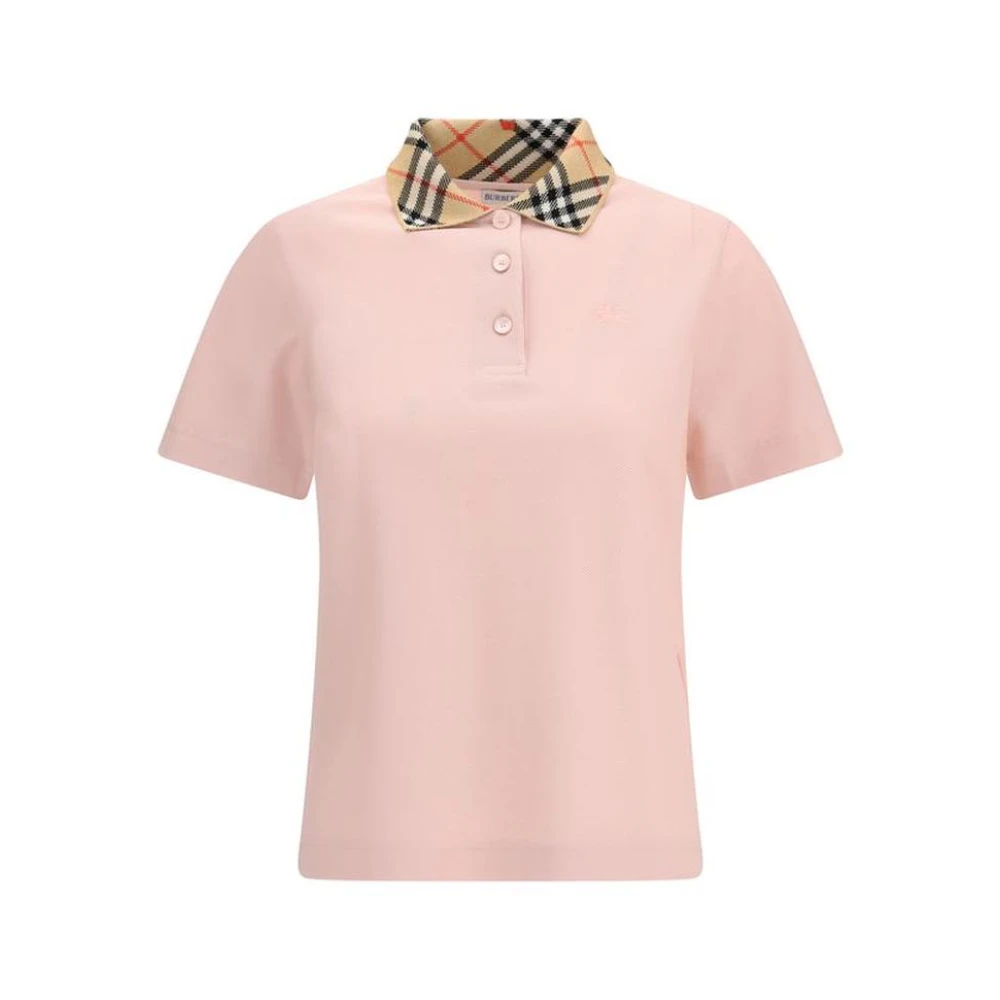 Burberry Women's Pink Polo Shirts, Xs, Cotton Polo Shirt