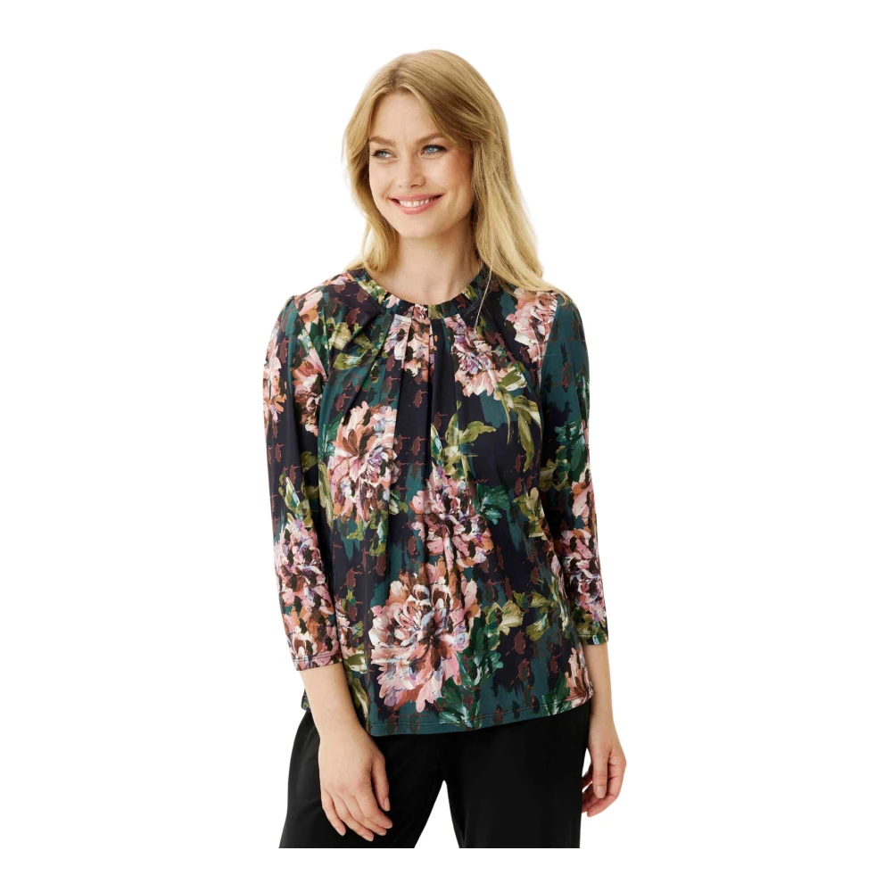 IN Front Grazia Blouse 3 4 Mouw Groen Multicolor Dames